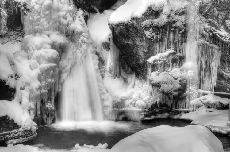 Bingham Fall Black and White in winter