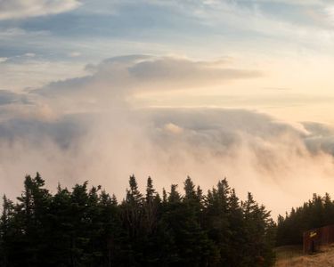 "Awaken" - The valley of the West Branch Little River comes alive with rising fog during an October sunrise. Stowe, VT