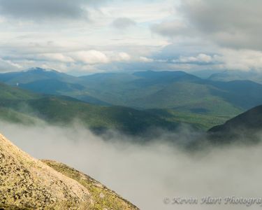 Clouds blow in from the Pemigewasset Wilderness from Mt. Garfield in New Hampshire, eventually overtaking the summit.