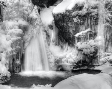 "Winter Encapsulates Bingham Falls BW" - Stowe, VT.