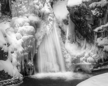 "Winter Encapsulates Bingham Falls BW II" - Stowe, VT