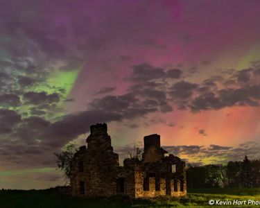 "An Explosion of Midnight Colors" - The sky explodes with color as the clouds clear during the 5/10/24 aurora storm.