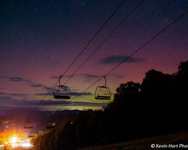 "Cosmic Lift" - Aurora borealis behind the Black Chair at Magic Mountain, Londonderry, VT.