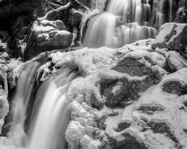 "Crystal Cascade in Black and White I" - Pinkham Notch, NH