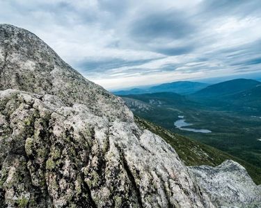 "Textures of Keep Ridge" - Contrasting textures of the rock and sky along the Helon Taylor Trail on Mt. Katahdin, ME. Looking out over Basin Ponds.