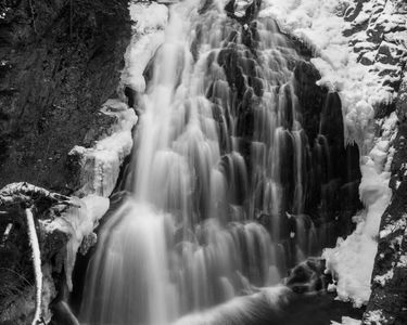 "Crystal Cascade in Black and White II" - Pinkham Notch, NH.