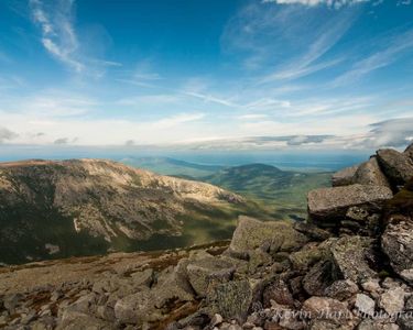 "Tablelands View" - After crossing the Knife Edge in heavy winds and fog, the sun came out and warmed the shoulder of Hamlin Peak.