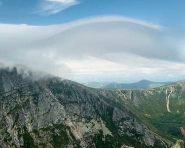 "The Mighty Mt. Katahdin" - Panorama of Baxter and Hamlin Peaks from Pamola Peak.