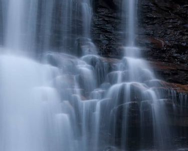 "Ganoga Silk": Intimate view of the 94'-tall Ganoga Falls at Ricketts Glen State Park, PA.