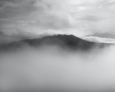 "Peaks In A Blanket" - Mt. Lafayette gets engulfed by clouds as seen from Mt. Garfield, NH.