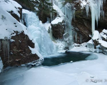 Bingham Falls' Frozen Amphitheater in Color, Stowe, VT