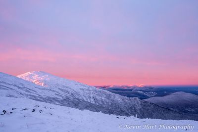 "Adams Sunrise I" - A fiery sunrise burns through Edmands Col and on the peaks of the Franconia Ridge in the distance. Taken from the side of Mt. Abigail Adams in the White Mountains of New Hampshire.