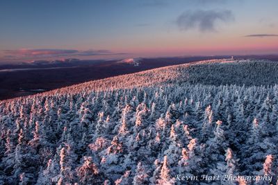 "A Stratton Sunset" - Evening winter alpenglow from the Stratton fire tower, Vermont.