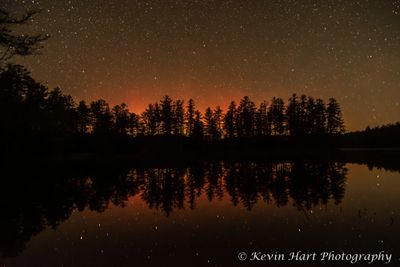 "The Faux Forest Fire" - Aurora over Lowell Lake, Londonderry, VT.