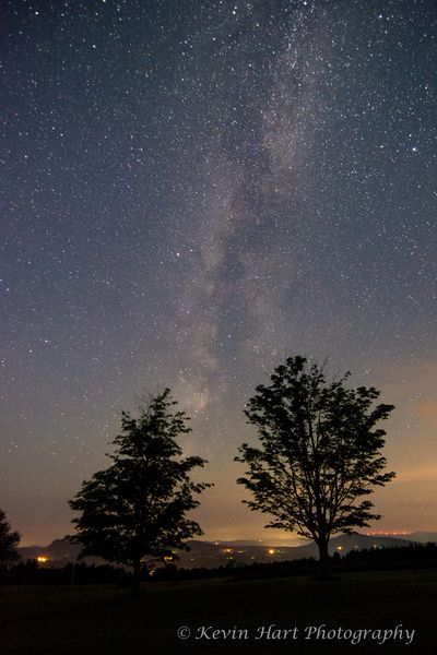 "Reach" - Two trees reach for the Milky Way galaxy in Sentinel Rock State Park, Westmore, VT.