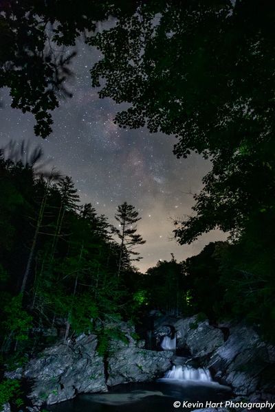 "Cosmic Current" - The Milky Way over Twin Falls in Westminster, VT.